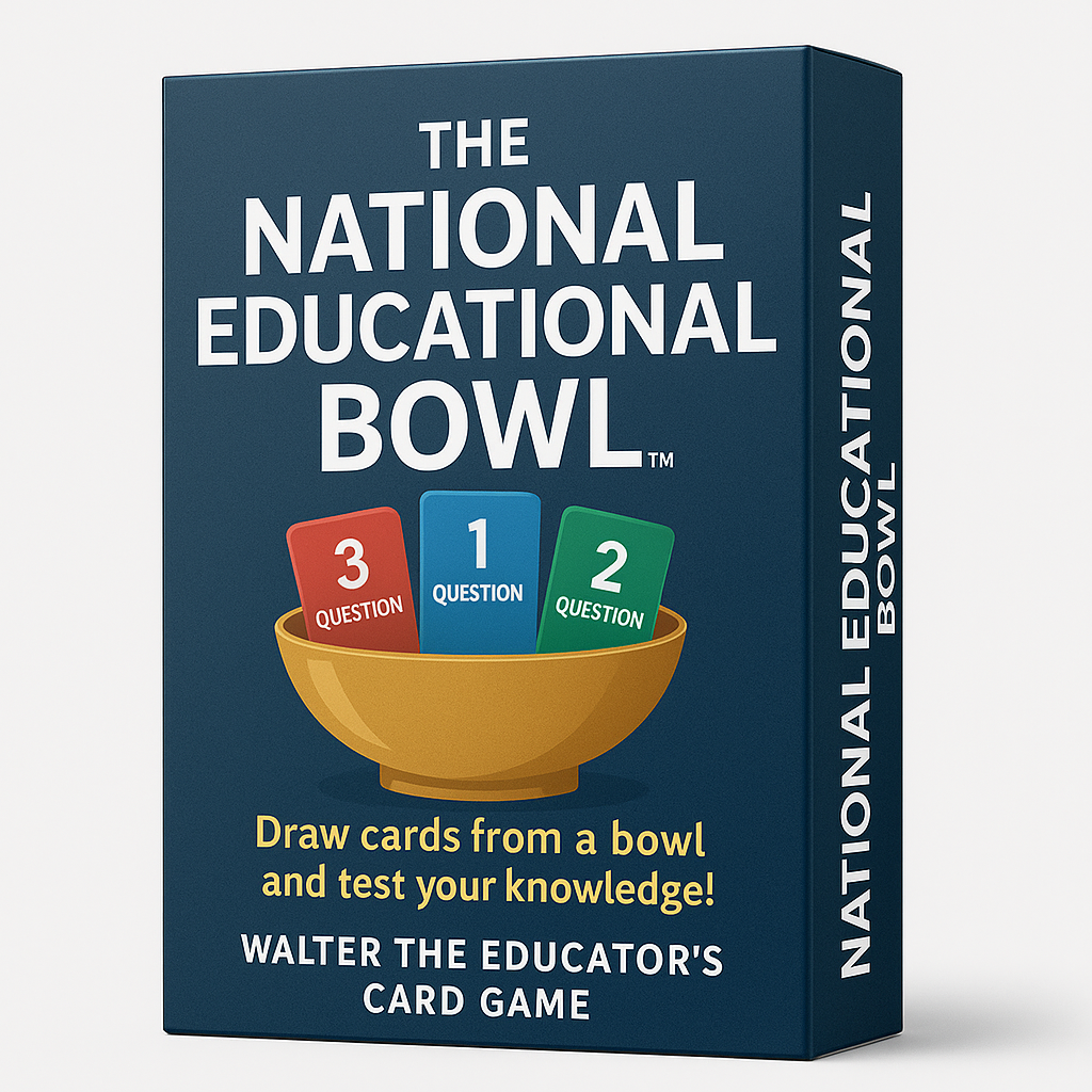 The National Educational Bowl card game box mockup